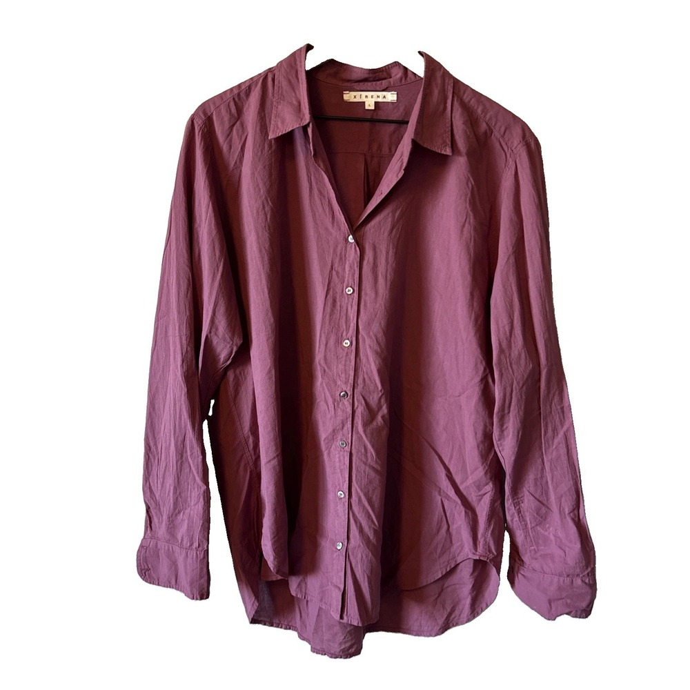 Xirena Purple Button Down Women's Top Long Sleeve Shirt Size Large Lightweight